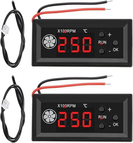 2pcs 4-Wire PWM Fan Temperature Controller (12V 3A) Fan Speed Controller with 1 Black Terminal Wire, Digital Display ℃ Temperature Controlled Governor, Dual-Display Fan Governor in Kuwait