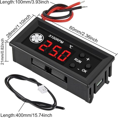 2pcs 4-Wire PWM Fan Temperature Controller (12V 3A) Fan Speed Controller with 1 Black Terminal Wire, Digital Display ℃ Temperature Controlled Governor, Dual-Display Fan Governor in Kuwait