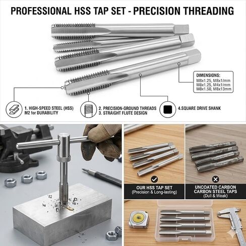 HSS M90 x 4.0mm Right Hand Machine Plug Tap, M90 x 4.0 Metric Coarse Pitch Threading Tool, High Speed Steel Straight Flute Tap for Industrial Heavy-Duty Machining, 1-Piece in Kuwait
