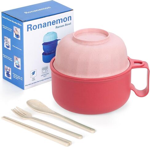 Large Ramen Bowl, Ramen Noodle Bowls Microwavable, Ramen Cooker with strainer, Microwave Pasta Cooker, Ramen Bowl Microwave Gift for College Boys Girls Male Female Dorm Room Essentials Instant Lunch in Kuwait