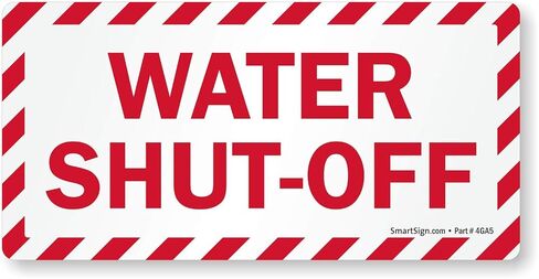SmartSign "Water Shut-Off" Pack of 5 Labels | 2.5" x 5" Laminated Vinyl, Made in USA in Kuwait