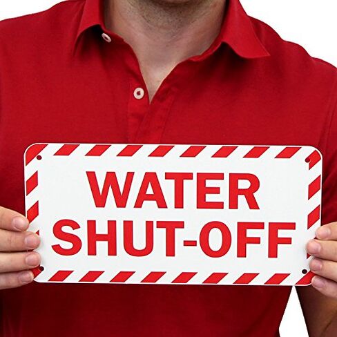 SmartSign "Water Shut-Off" Pack of 5 Labels | 2.5" x 5" Laminated Vinyl, Made in USA in Kuwait