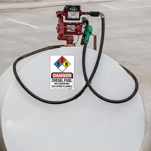 (5 عبوات) ملصقات وقود الديزل NFPA 704 لافتة 1-2-0 لخزانات الديزل، علبة الوقود، المولدات 7 × 10 بوصة in Kuwait