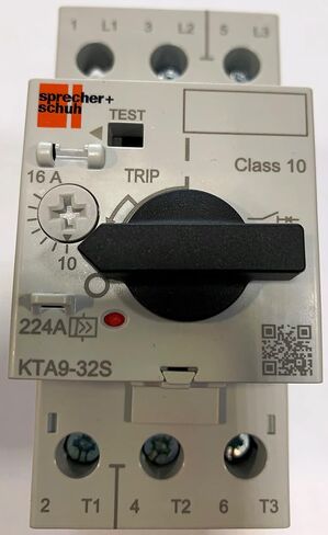 SPRECHER & SCHUH KTA9-32S-16A 10 HP MAX.، 10-16 A، 3-Phase، 575 V MAX.، مغناطيسي حراري/ثابت قابل للتعديل، قاطع دائرة، إطلاق مغناطيسي @ 224 A، حماية المحرك، سلسلة KTA9 in Kuwait