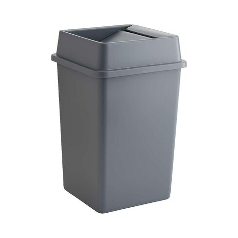 50 Gallon Black Square Trash Can with Swing Lid - Heavy Duty Commercial Grade Plastic Garbage Can, Extra Large High Capacity Waste Bin for Outdoor, Indoor, Garage, Office, Restaurant, Kitchen in Kuwait