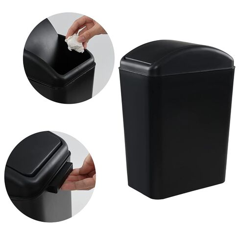 4.5 Gallon Slim Trash Bin with Lid, Swing Top Garbage Can, Black in Kuwait