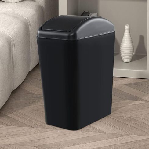 4.5 Gallon Slim Trash Bin with Lid, Swing Top Garbage Can, Black in Kuwait