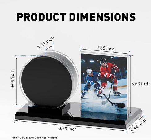 Card Archiver Hockey Puck Display Case, Acrylic Ball Ring & Card Stand Set | Dual Slot Design, Crystal Clear View, Sturdy Wear-resistant, Dustproof Waterproof, Easy Assembly, Sports Collectible Decor in Kuwait