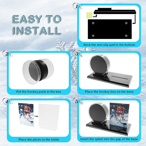 Card Archiver Hockey Puck Display Case, Acrylic Ball Ring & Card Stand Set | Dual Slot Design, Crystal Clear View, Sturdy Wear-resistant, Dustproof Waterproof, Easy Assembly, Sports Collectible Decor in Kuwait