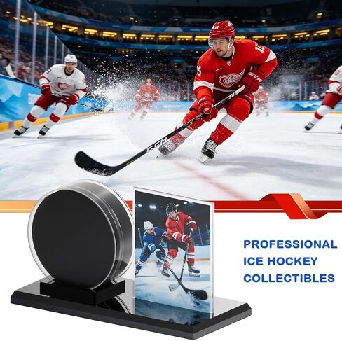Card Archiver Hockey Puck Display Case, Acrylic Ball Ring & Card Stand Set | Dual Slot Design, Crystal Clear View, Sturdy Wear-resistant, Dustproof Waterproof, Easy Assembly, Sports Collectible Decor in Kuwait