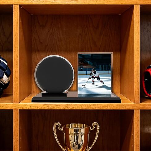 Card Archiver Hockey Puck Display Case, Acrylic Ball Ring & Card Stand Set | Dual Slot Design, Crystal Clear View, Sturdy Wear-resistant, Dustproof Waterproof, Easy Assembly, Sports Collectible Decor in Kuwait