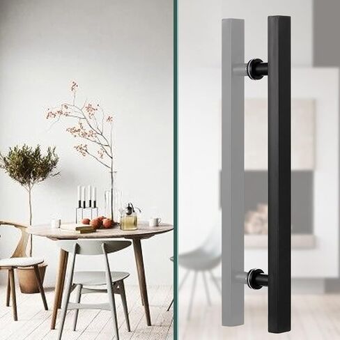 Sliding Barn Door Shower Door Black Square Commercial Door Handle, 20 23 31 47 59 Inch Lenght Sliding Door Handle For Indoor Outdoor Glass/Wood/Metal Gate Push Pull(Black-80Cm/31.4In) Door Handle in Kuwait
