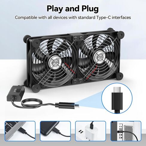 ELUTENG Dual USB Computer Fan 120mm | 3 Adjustable Speeds in Kuwait