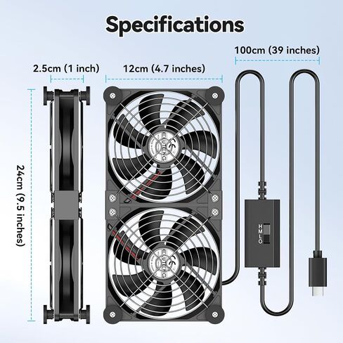 ELUTENG Dual USB Computer Fan 120mm | 3 Adjustable Speeds in Kuwait