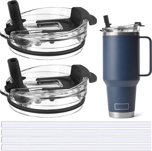 Jmoe USA 42oz، 35oz، 30oz، 26oz غطاء بديل من القش لـ Yeti Rambler بمقبض | يناسب تقليل الأكواب بوزن 40oz | تناسب قارورة هيدروفولسك ترافيلير بوزن 32 أونصة و40 أونصة | ملحق مانع للتسرب 2 في 1 (عبوة من قطعتين) in Kuwait