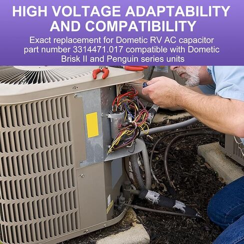 55 + 15 فائق التوهج 55/15 MFD 370/440 VAC مكثف تشغيل دائري مزدوج لمجموعة الخدمة Dometic 3314471.017، ومكثف التيار المتردد RV، ومضخة حرارية، ومكثف مستقيم بارد، ومحركات التيار المتردد أو مكيفات الهواء in Kuwait