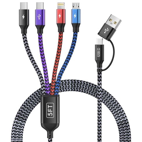 كابل شحن متعدد USB C/A، سلك شاحن USBC مزدوج 4 في 2 in Kuwait