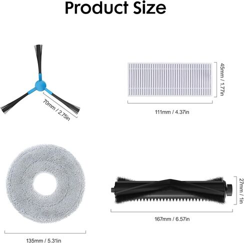 Robot Vacuum Replacement Kit, Replacement Parts for Robot Vacuum Cleaner, with 4 Side Brushes, 2 HEPA Filters, 2 Mop Pads Accessories for V5, V5 PRO in Kuwait