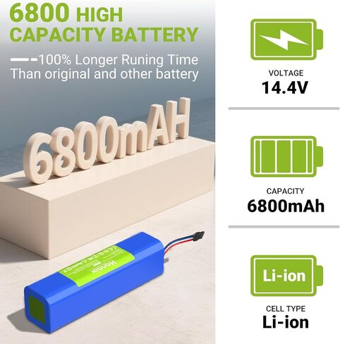 بطارية مكنسة كهربائية بقدرة 6800 مللي أمبير في الساعة 14.4 فولت لـ Dreame D9,D9 Pro, D9 Max,D10,D10 Plus, L10 Pro, L10 Plus,L10S Ultra, D10s, L10s RLS5-BL0, F9, Z10 Pro, RLS5-BL0, RVS5-WH0, RL55L-BL0, RLS5-WH0 in Kuwait