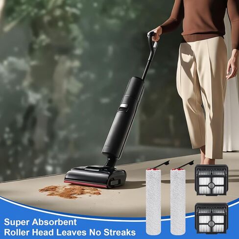 فرشاة دوارة وفلتر HEPA لقطع غيار المكنسة الكهربائية DREAME Aero/Aero Pro / H12 Pro FlexReach الرطبة والجافة، 2 فرشاة دوارة + 2 مرشحات HEPA + 1 فرشاة تنظيف in Kuwait
