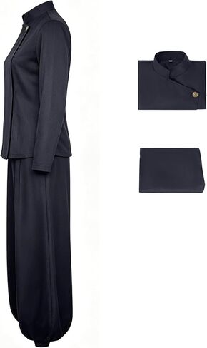 Geto Suguru Cosplay Kimono Robe Outfit For Men Anime High School Uniform Suits Black Jacket Pants With Ear Stud in Saudi Arabia