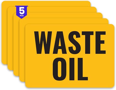 5 x Waste Oil Signs – Caution Used Oil Warning Stickers for Used Oil Containers and Tanks – 7 x 5 Vinyl Labels – Self-Adhesive, Non-Rusting, Weatherproof, Waterproof Decals for Business, Shops, Warehouses, Construction Sites in Kuwait
