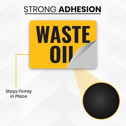 5 x Waste Oil Signs – Caution Used Oil Warning Stickers for Used Oil Containers and Tanks – 7 x 5 Vinyl Labels – Self-Adhesive, Non-Rusting, Weatherproof, Waterproof Decals for Business, Shops, Warehouses, Construction Sites in Kuwait