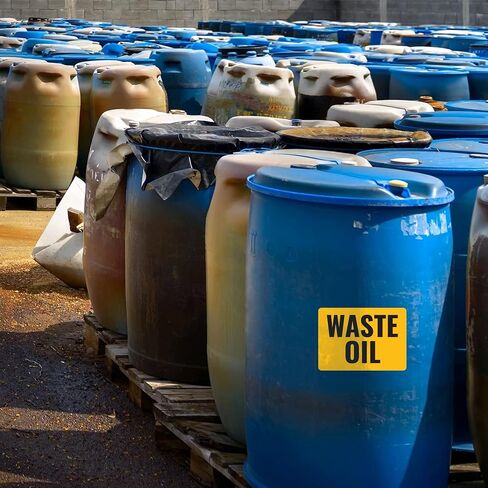 5 x Waste Oil Signs – Caution Used Oil Warning Stickers for Used Oil Containers and Tanks – 7 x 5 Vinyl Labels – Self-Adhesive, Non-Rusting, Weatherproof, Waterproof Decals for Business, Shops, Warehouses, Construction Sites in Kuwait