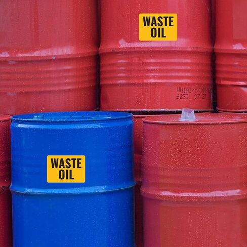 5 x Waste Oil Signs – Caution Used Oil Warning Stickers for Used Oil Containers and Tanks – 7 x 5 Vinyl Labels – Self-Adhesive, Non-Rusting, Weatherproof, Waterproof Decals for Business, Shops, Warehouses, Construction Sites in Kuwait
