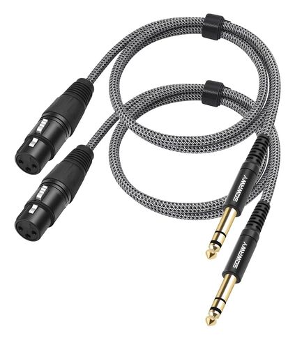 2 حزمة XLR أنثى إلى 1/4 TRS كابل 3FT - سلك صوت متوازن مضفر، 3-Pin XLR أنثى إلى 6.35 مم TRS كابل ميكروفون ذكر للخلاط، ومكبرات الصوت النشطة، ومعدات الاستوديو in Kuwait
