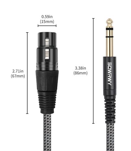 2 حزمة XLR أنثى إلى 1/4 TRS كابل 3FT - سلك صوت متوازن مضفر، 3-Pin XLR أنثى إلى 6.35 مم TRS كابل ميكروفون ذكر للخلاط، ومكبرات الصوت النشطة، ومعدات الاستوديو in Kuwait