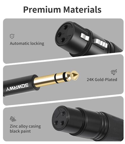 2 حزمة XLR أنثى إلى 1/4 TRS كابل 3FT - سلك صوت متوازن مضفر، 3-Pin XLR أنثى إلى 6.35 مم TRS كابل ميكروفون ذكر للخلاط، ومكبرات الصوت النشطة، ومعدات الاستوديو in Kuwait