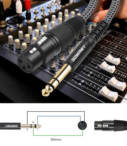 2 حزمة XLR أنثى إلى 1/4 TRS كابل 3FT - سلك صوت متوازن مضفر، 3-Pin XLR أنثى إلى 6.35 مم TRS كابل ميكروفون ذكر للخلاط، ومكبرات الصوت النشطة، ومعدات الاستوديو in Kuwait