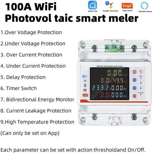قاطع دائرة ذكي مع شاشة LCD للقياس ثنائي الاتجاه يحمي من الجهد الزائد للتحكم الذكي في المنزل in Kuwait