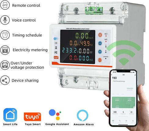 قاطع دائرة ذكي مع شاشة LCD للقياس ثنائي الاتجاه يحمي من الجهد الزائد للتحكم الذكي في المنزل in Kuwait