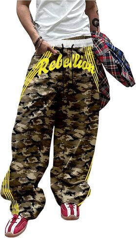 Men's Baggy Camo Sweatpants Wide Leg Double Waisted Sweatpants in Kuwait