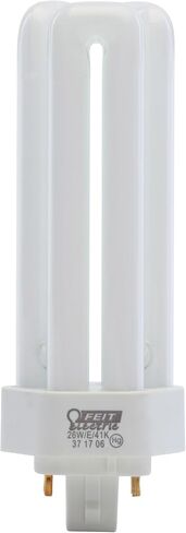 لمبة إضاءة Feit Electric 26 وات PLT CFL، قاعدة GX24Q-3 ذات 4 دبابيس، 1600 لومن، 4100 كلفن أبيض بارد، لمبة فلورسنت مدمجة على شكل PL للأغراض العامة وإضاءة المهام، عمر 10,000 ساعة، PLT26E/41 in Kuwait