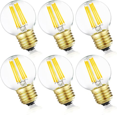 مصابيح LED G16.5 قابلة للتعتيم، مصابيح إضاءة LED E26 Edison، لمبة إضاءة 60 وات تساوي 60 وات، 600 لومن، أبيض ناعم 3000 ك، لمبة إضاءة كروية للقلادة، لمبة شمعة خيطية عتيقة مع ديكور، Φ1.97 بوصة * 2.99 بوصة، 6 عبوات. in Saudi Arabia