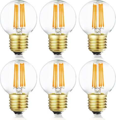 مصابيح LED G16.5 قابلة للتعتيم، مصابيح إضاءة LED E26 Edison، لمبة إضاءة 60 وات تساوي 60 وات، 600 لومن، أبيض ناعم 3000 ك، لمبة إضاءة كروية للقلادة، لمبة شمعة خيطية عتيقة مع ديكور، Φ1.97 بوصة * 2.99 بوصة، 6 عبوات. in Saudi Arabia