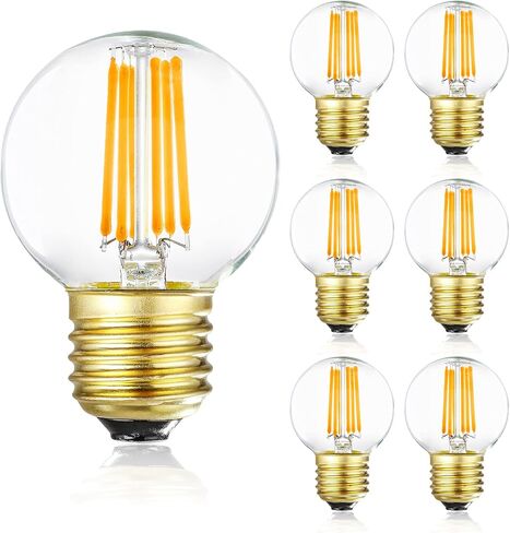 مصابيح LED G16.5 قابلة للتعتيم، مصابيح إضاءة LED E26 Edison، لمبة إضاءة 60 وات تساوي 60 وات، 600 لومن، أبيض ناعم 3000 ك، لمبة إضاءة كروية للقلادة، لمبة شمعة خيطية عتيقة مع ديكور، Φ1.97 بوصة * 2.99 بوصة، 6 عبوات. in Saudi Arabia