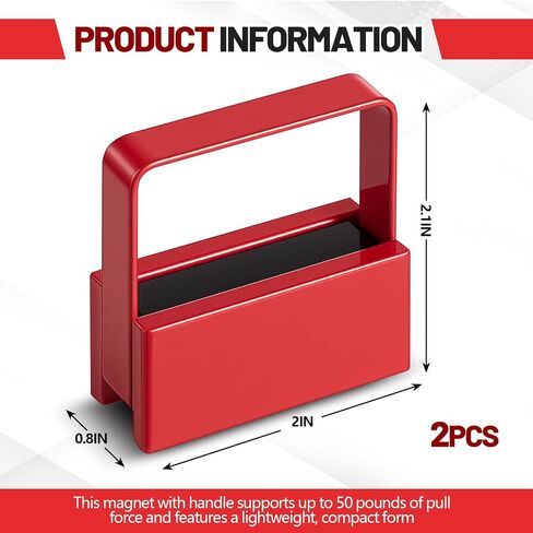 Kanayu 2 Pcs Handle Magnet, 50 lb 2.1 x 2 x 0.8 Inch Red Magnetic Pickup Tool for Nails Screws and Nut Bolts Metal Parts Steel Iron Parts Finder in Kuwait