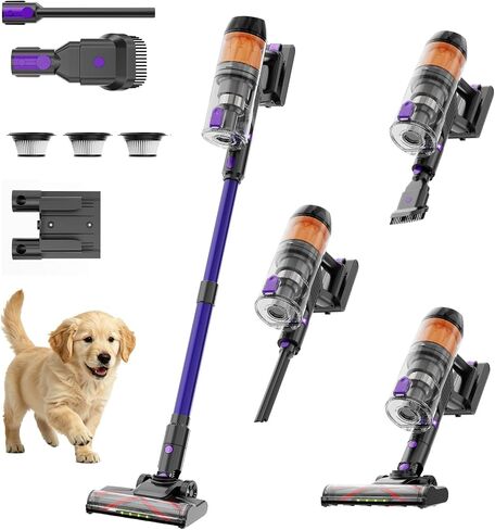 Cordless Vacuum Cleaner,Vacuum Cleaners for Home,Powerful Stick Vacuum Wireless Vacumm, Rechargeable Vacuum for Pet Hair/Carpet/Hardwood Floor,Purple in Kuwait