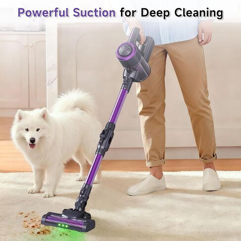 Cordless Vacuum Cleaner, Hardwood Floor Vacuum Cleaners for Home, Stick Wireless Vacuum with LED Light, 50 Min Runtime and Self-Standing, Lightweight Vacuum for Pet Hair, Carpets & Hard Floors in Kuwait