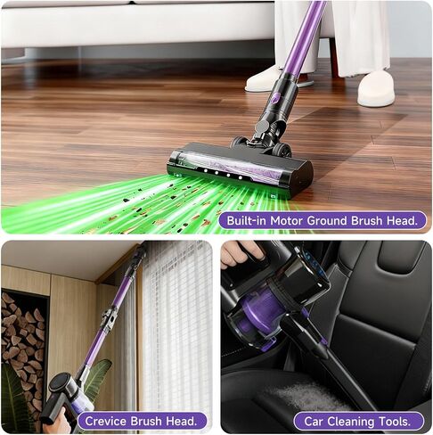 Cordless Vacuum Cleaner, Hardwood Floor Vacuum Cleaners for Home, Stick Wireless Vacuum with LED Light, 50 Min Runtime and Self-Standing, Lightweight Vacuum for Pet Hair, Carpets & Hard Floors in Kuwait