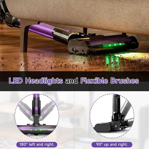 Cordless Vacuum Cleaner, Hardwood Floor Vacuum Cleaners for Home, Stick Wireless Vacuum with LED Light, 50 Min Runtime and Self-Standing, Lightweight Vacuum for Pet Hair, Carpets & Hard Floors in Kuwait