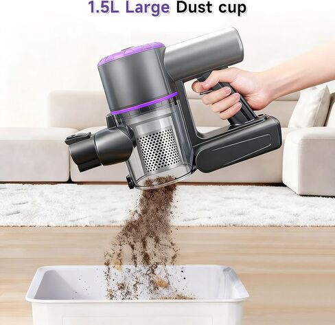 Cordless Vacuum Cleaner, Hardwood Floor Vacuum Cleaners for Home, Stick Wireless Vacuum with LED Light, 50 Min Runtime and Self-Standing, Lightweight Vacuum for Pet Hair, Carpets & Hard Floors in Kuwait