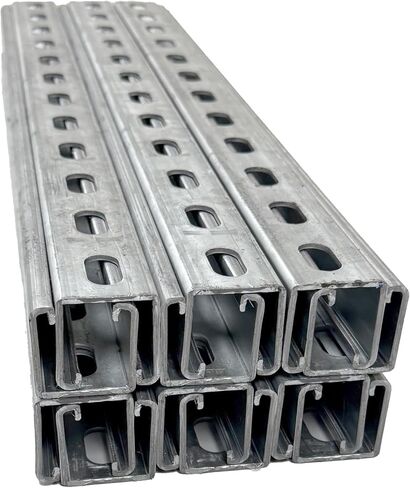 MIRO Industries 1-5/8" G90 Galvanized Steel Strut Channel, 24" Length - Made in USA - Corrosion-Resistant for Indoor & Outdoor Use - Professional-Grade MEP Support Infrastructure - Single Piece | Corrosion-Resistant for Indoor & Outdoor Use; Professional- in Kuwait
