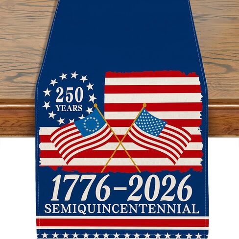 4th of July Table Runner, 250 Anniversary USA Table Runner 250th Anniversary Decorations America Patriotic 250 Years of Freedom 1776-2026 Memorial Day Home Party Decor 13x72 Inch in Kuwait