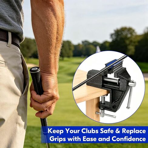 Golf Grip Kit for Regripping Golf Clubs, Complete Golf Club Regripping Kit with Vise Clamp, Rubber Shaft Clamp, Hook Blade, Grip Solvent & Repair Tools, Golf Grip Replacement Tool Set for DIY Club Repair in Kuwait