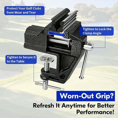 Golf Grip Kit for Regripping Golf Clubs, Complete Golf Club Regripping Kit with Vise Clamp, Rubber Shaft Clamp, Hook Blade, Grip Solvent & Repair Tools, Golf Grip Replacement Tool Set for DIY Club Repair in Kuwait